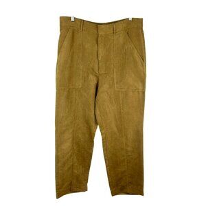 Banana Republic Factory Faux Suede Pants Women 16 Brown Wide Straight Leg Vegan